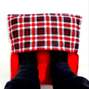 Rice-flax seed therapeutic heating-cooling foot/hand warmer, rice bag, Plaid